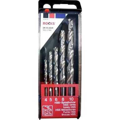Metallbohrer Pro Hss G 900 N/Mm2, Set 5-Tlg., 4, 5, 6, 8, 10 Mm, Din 338 OK-03.4649
