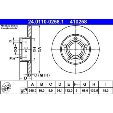 Bremsscheibe Audi T. A6 1.8-3.0 Quattro 97-05 24.0110-0258.1 Bremsscheibe Audi T. A6 1.8-3.0 Quattro 97-05 24.0110-0258.1