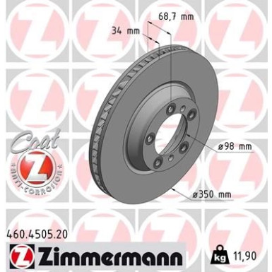 ZIMMERMANN Bremsscheibe 460.4505.20 ZIMMERMANN Bremsscheibe 460.4505.20