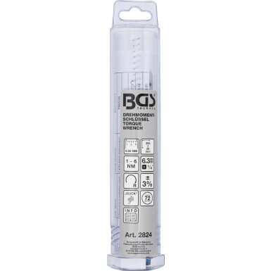 BGS Drehmomentschlüssel Abtrieb Außenvierkant 6,3 mm (1/4 ) 1 - 6 Nm 2824