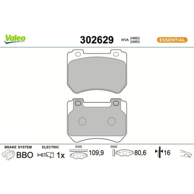 VALEO Bremsbeläge 302629 ESSENTIAL VALEO Bremsbeläge 302629 ESSENTIAL