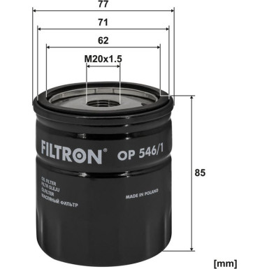 FILTRON Ölfilter OP 546/1 FILTRON Ölfilter OP 546/1