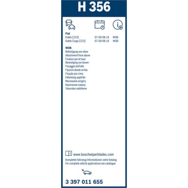 Bosch Wischerblatt H356 3397011655 Bosch Wischerblatt H356 3397011655