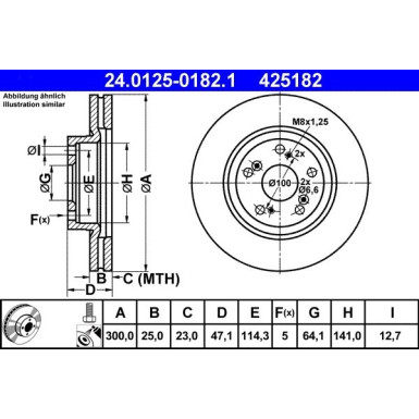Bremsscheibe Honda P. Cr-V 2.0-2.4 01-06 24.0125-0182.1 Bremsscheibe Honda P. Cr-V 2.0-2.4 01-06 24.0125-0182.1
