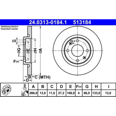 Bremsscheibe Citroen P. Berlingo/C2/C3/C4 96- Power Disc PowerDisc 24.0313-0184.1 Bremsscheibe Citroen P. Berlingo/C2/C3/C4 96- Power Disc PowerDisc 24.0313-0184.1