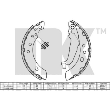 Bremsbacken Nissan Micra 93-98 2722543 Bremsbacken Nissan Micra 93-98 2722543