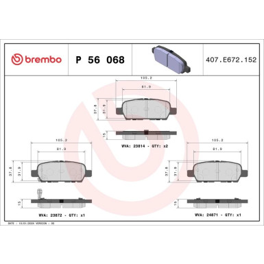 BREMBO Bremsklötze HA P 56 068 BREMBO Bremsklötze HA P 56 068