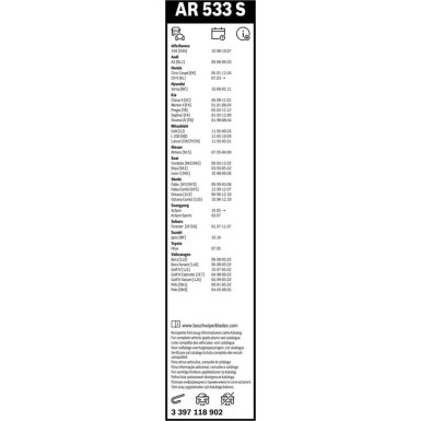 Bosch Scheibenwischer Aerotwin AR533S BOSCH AeroTwin 3397118902 Bosch Scheibenwischer Aerotwin AR533S BOSCH AeroTwin 3397118902