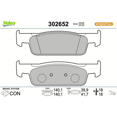 VALEO Bremsbeläge 302652 ESSENTIAL
