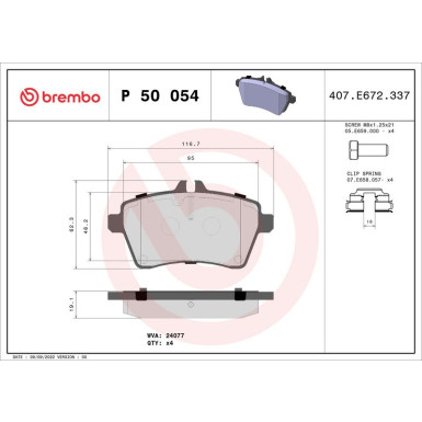 BREMBO Bremsklötze VA P 50 054 BREMBO Bremsklötze VA P 50 054