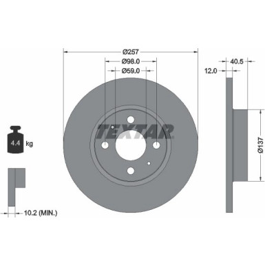 Bremsscheibe Fiat P. Panda 12-/500 10- 0,9B 92236703 Bremsscheibe Fiat P. Panda 12-/500 10- 0,9B 92236703