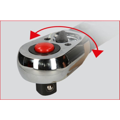 KS TOOLS ERGOTORQUE®Präzisions-Drehmomentschlüssel mit umschaltbarem Ratschenkopf 516.1512