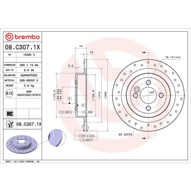 Bremsscheibe HA MINI 05 XTRA LINE - Xtra 08.C307.1X Bremsscheibe HA MINI 05 XTRA LINE - Xtra 08.C307.1X