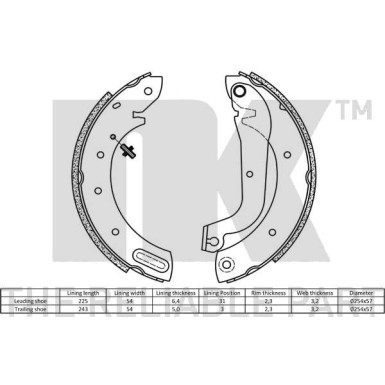 Bremsbacken Nissan Terrano 96 2722597 Bremsbacken Nissan Terrano 96 2722597