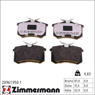 ZIMMERMANN Bremsbelagsatz, Scheibenbremse 20961.950.1