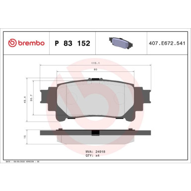 BREMBO Bremsklötze HA P 83 152 BREMBO Bremsklötze HA P 83 152