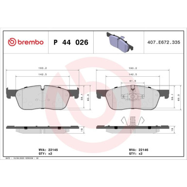 BREMBO Bremsklötze VA JAGUAR E-Pace Land ROVER 11 PRIME LINE P 44 026