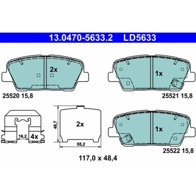 Bremsbelagsatz, Scheibenbremse 13.0470-5633.2 Bremsbelagsatz, Scheibenbremse 13.0470-5633.2