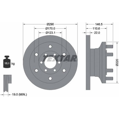 Bremsscheibe Iveco P. 35C/S 04- 290X22 93175400 Bremsscheibe Iveco P. 35C/S 04- 290X22 93175400