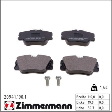 ZIMMERMANN Bremsbeläge 20941.190.1