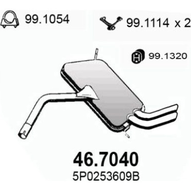 Endschalldämpfer SEAT Altea 1.9 TDi 04/04-03/05 46.7040