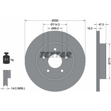 Bremsscheibe Nissan T. X-Trail 1.6 Dci 13 PRO 92278103