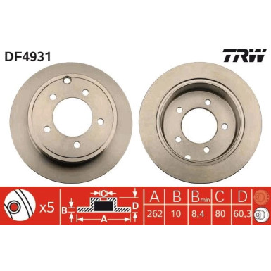 99 482 005 Bremsscheibe HA DF4931 99 482 005 Bremsscheibe HA DF4931
