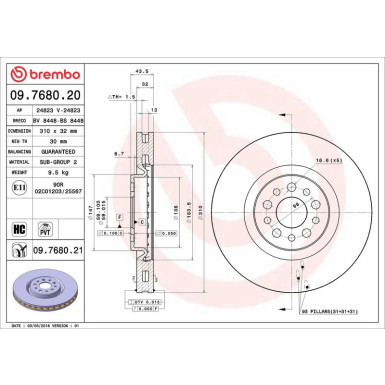 70 481 024 Bremsscheibe VA 09.7680.21