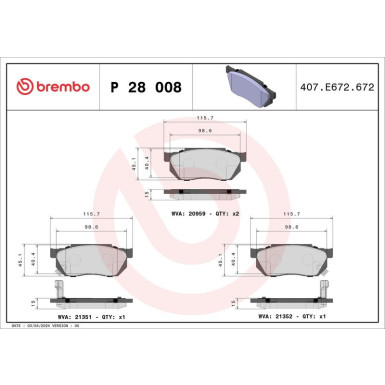 BREMBO Bremsklötze VA P 28 008 BREMBO Bremsklötze VA P 28 008