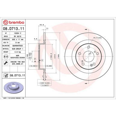Bremsscheibe HA HONDA PRIME LINE - UV Coated 08.D713.11
