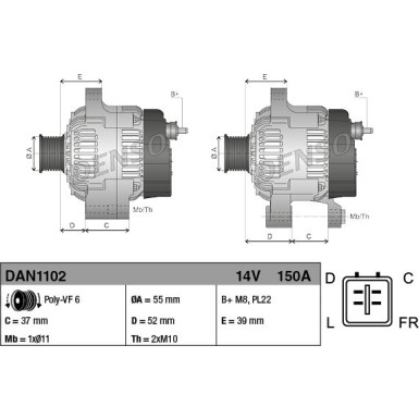 DENSO Generator DAN1102 DENSO Generator DAN1102