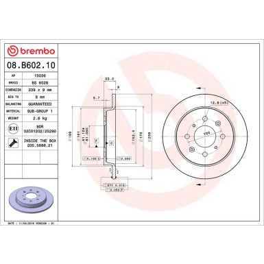 86 482 025 Bremsscheibe HA 08.B602.10 86 482 025 Bremsscheibe HA 08.B602.10