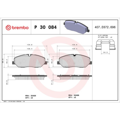 BREMBO Bremsklötze VA P 30 084 BREMBO Bremsklötze VA P 30 084