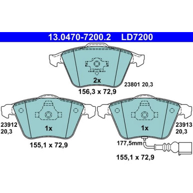 Bremsbelagsatz Vw P. Eos/Golf/Passat 1.4-3.6 05-15 Keramik 13.0470-7200.2