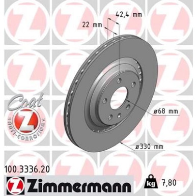 ZIMMERMANN Bremsscheibe 100.3336.20 Coat Z ZIMMERMANN Bremsscheibe 100.3336.20 Coat Z