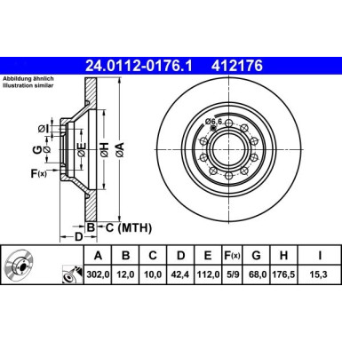 Bremsscheibe Audi T. A6 2.7-3.0 Tdi/3.0-4.2 Fsi Quattro 06-11 24.0112-0176.1