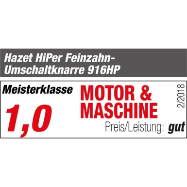 Hazet Feinzahn-Ratsche Hiper 916 Ps Vierkantstift, Massiv 12,5 mm (1/2'') 916HP Hazet Feinzahn-Ratsche Hiper 916 Ps Vierkantstift, Massiv 12,5 mm (1/2'') 916HP