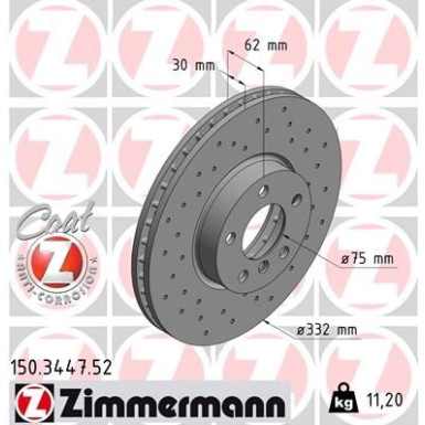 11 481 061 Sport Bremsscheibe VA Sport BMW X5,X6 07 SPORT Z 150.3447.52 11 481 061 Sport Bremsscheibe VA Sport BMW X5,X6 07 SPORT Z 150.3447.52