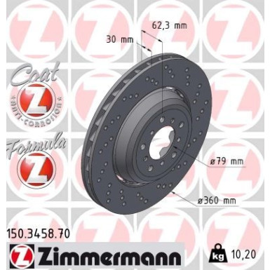 ZIMMERMANN Bremsscheibe 150.3458.70 ZIMMERMANN Bremsscheibe 150.3458.70