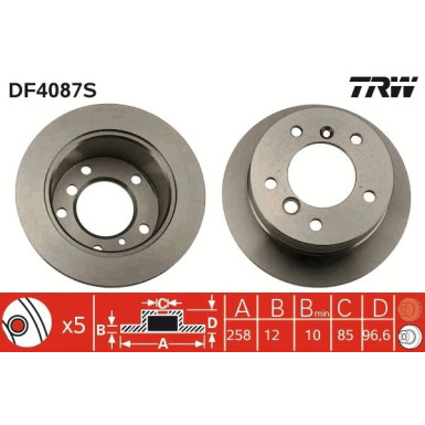 Bremsscheibe Db T. Sprinter # TRW SINGLE DF4087S Bremsscheibe Db T. Sprinter # TRW SINGLE DF4087S
