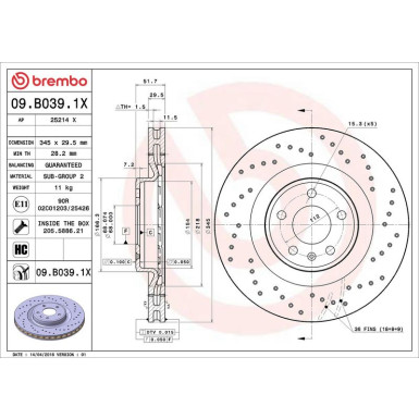 Bremsscheibe VA Xtra 09.B039.1X Bremsscheibe VA Xtra 09.B039.1X