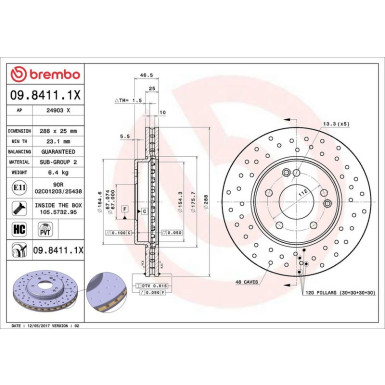 Bremsscheibe VA Xtra 09.8411.1X Bremsscheibe VA Xtra 09.8411.1X
