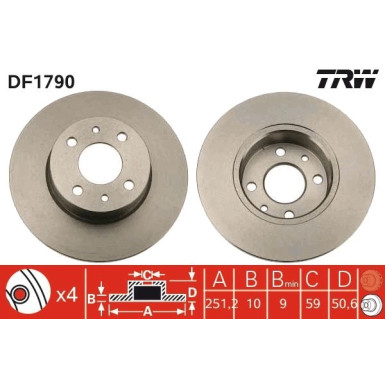 Bremsscheibe Fiat T. Stilo 01-/Multipla/Bravo 07-/Lybra DF1790 Bremsscheibe Fiat T. Stilo 01-/Multipla/Bravo 07-/Lybra DF1790