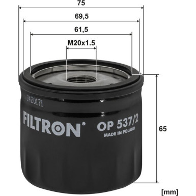 FILTRON Ölfilter OP 537/2 FILTRON Ölfilter OP 537/2