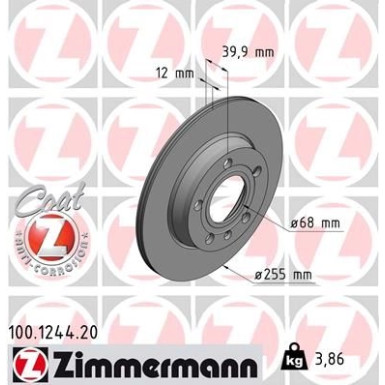 ZIMMERMANN Bremsscheibe 100.1244.20 ZIMMERMANN Bremsscheibe 100.1244.20