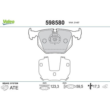 VALEO Bremsbeläge 598580 VALEO Bremsbeläge 598580