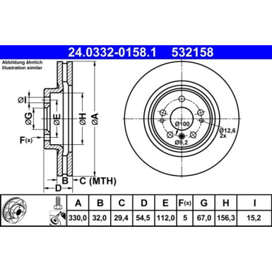 Bremsscheibe Db P. W164/W251 3.0-5.5 4-Matic 05- Power Disc 24.0332-0158.1 Bremsscheibe Db P. W164/W251 3.0-5.5 4-Matic 05- Power Disc 24.0332-0158.1