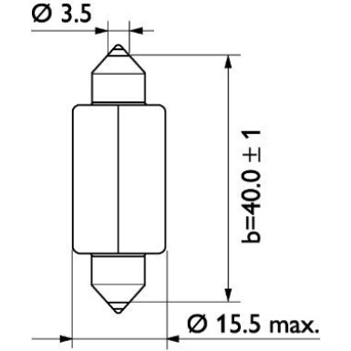 Festoon T15x43 24V, 15W, SV8,5 Soffittenlampe 13850CP