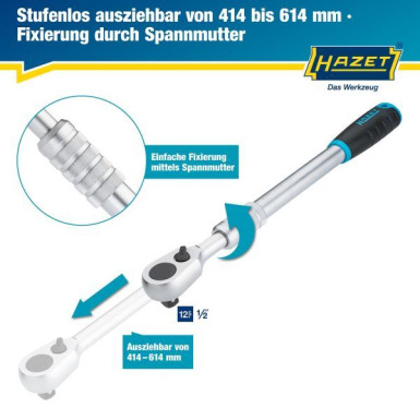 Hazet-Ratsche Mit Feinem Hyperzahn Gestreckt 916Hplg Vierkantstift, Massiv 12,5 mm (1/2'') 614mm 916HPLG Hazet-Ratsche Mit Feinem Hyperzahn Gestreckt 916Hplg Vierkantstift, Massiv 12,5 mm (1/2'') 614mm 916HPLG