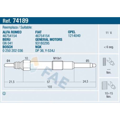 FAE Glühkerze 74189 FAE Glühkerze 74189